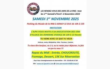 Dégustation Alsace + Choucroute : Samedi 1er Novembre 2025